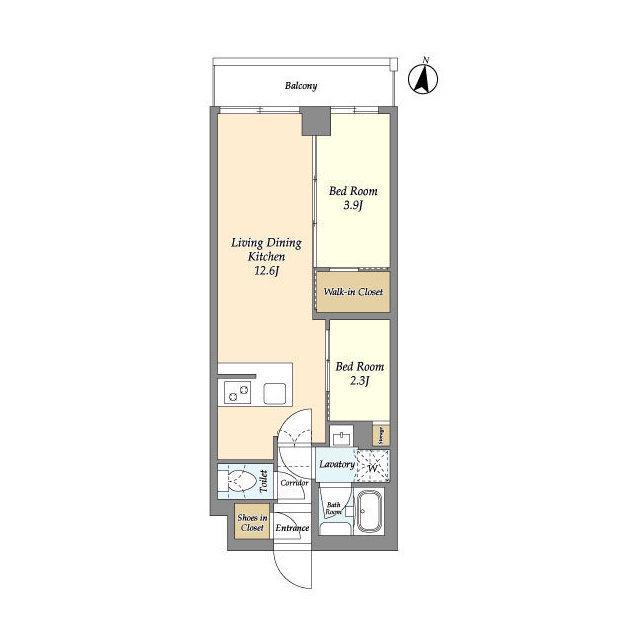 アジールコート練馬中村橋(2LDK/2階)の間取り写真