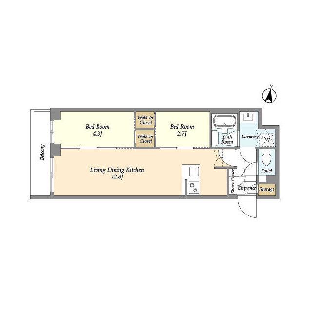 アジールコート練馬中村橋(2LDK/2階)の間取り写真