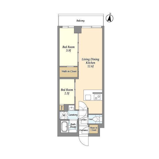 アジールコート練馬中村橋(2LDK/4階)の間取り写真