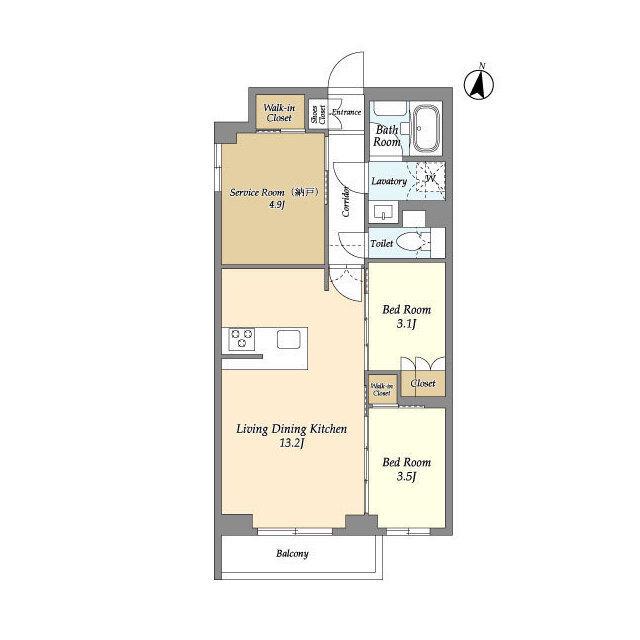アジールコート練馬中村橋(2SLDK/1階)の間取り写真