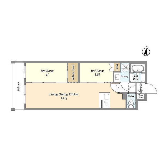 アジールコート練馬中村橋(2LDK/4階)の間取り写真