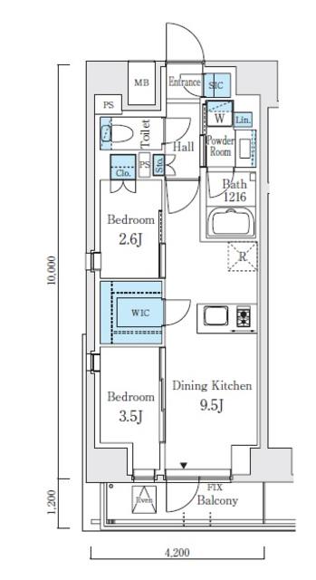 テラス駒込サウス(2DK/6階)の間取り写真