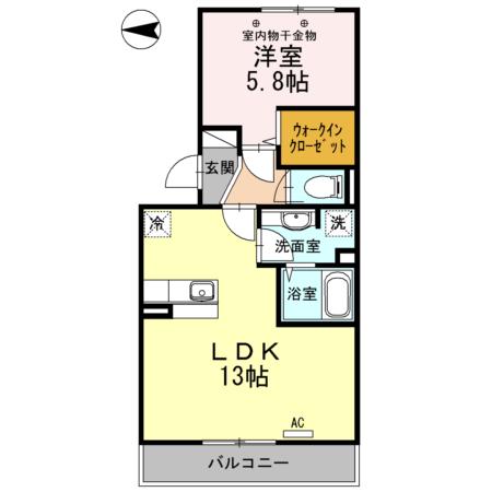 セジュール保塚B(1LDK/2階)の間取り写真