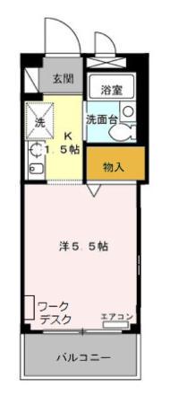 トラスティ初台(1K/2階)の間取り写真