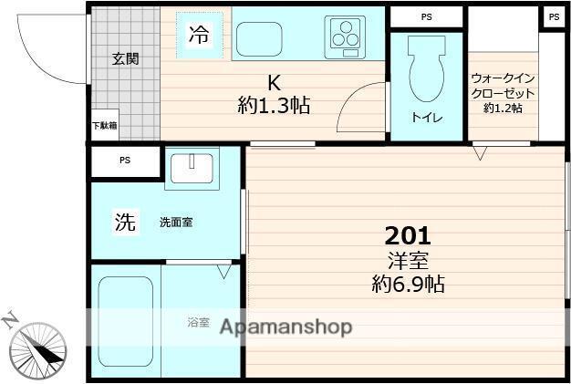 ヴィヴィレ田端(1K/2階)の間取り写真