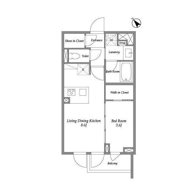 LA PERLA ICHIGAYA-SADOHARACHO(1LDK/1階)の間取り写真