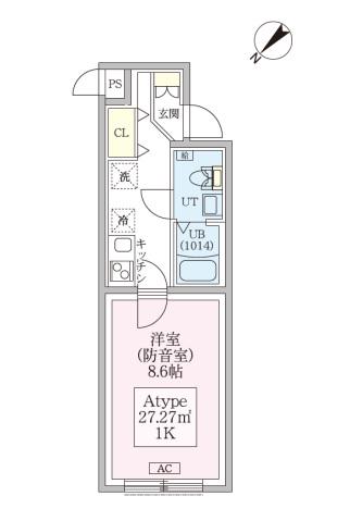 スカイラシクラス平和台(1K/1階)の間取り写真