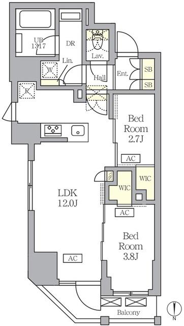 アジールコート王子(2LDK/8階)の間取り写真
