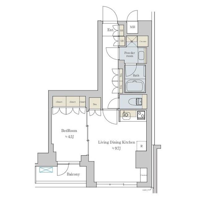 BRILLIA IST 文京六義園(1LDK/3階)の間取り写真