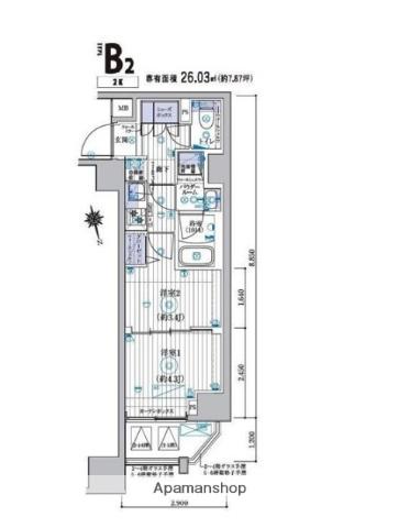 MAXIV CROS 高島平 MIRAIS(2K/6階)の間取り写真