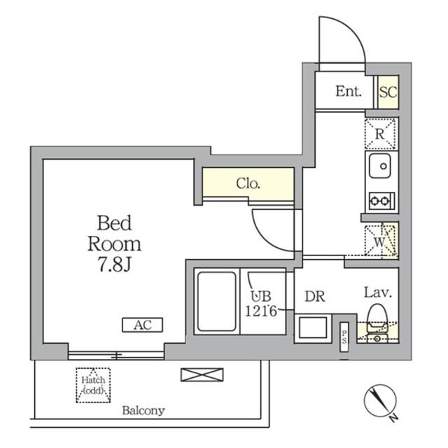 グランパーク千駄ヶ谷レジデンス(1K/3階)の間取り写真