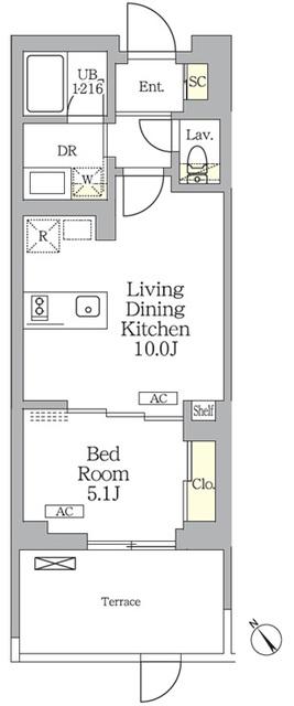 グランパーク千駄ヶ谷レジデンス(1LDK/1階)の間取り写真