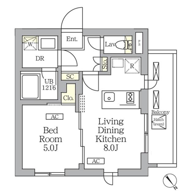 グランパーク千駄ヶ谷レジデンス(1LDK/4階)の間取り写真