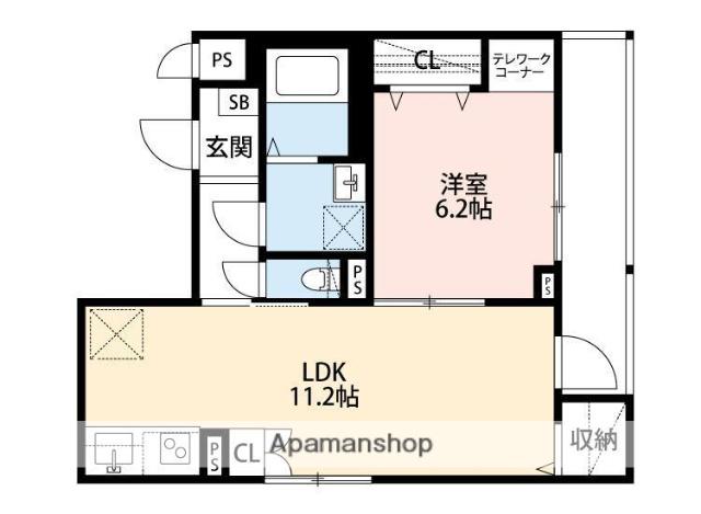 ANGE FLEUR(1LDK/1階)の間取り写真