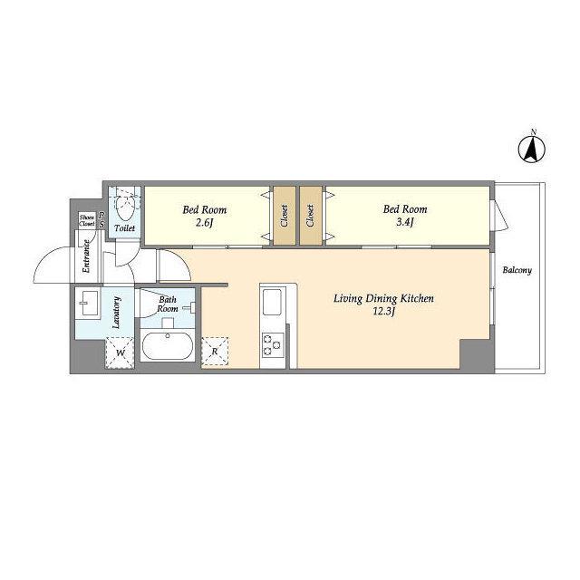 アルファコート梅島(2LDK/4階)の間取り写真
