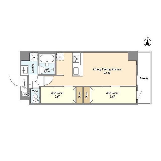 アルファコート梅島(2LDK/4階)の間取り写真