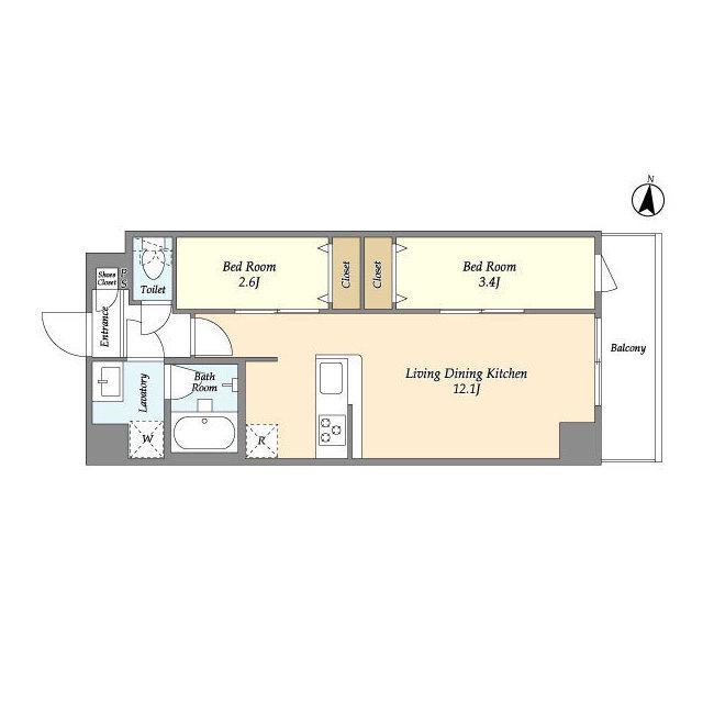 アルファコート梅島(2LDK/4階)の間取り写真