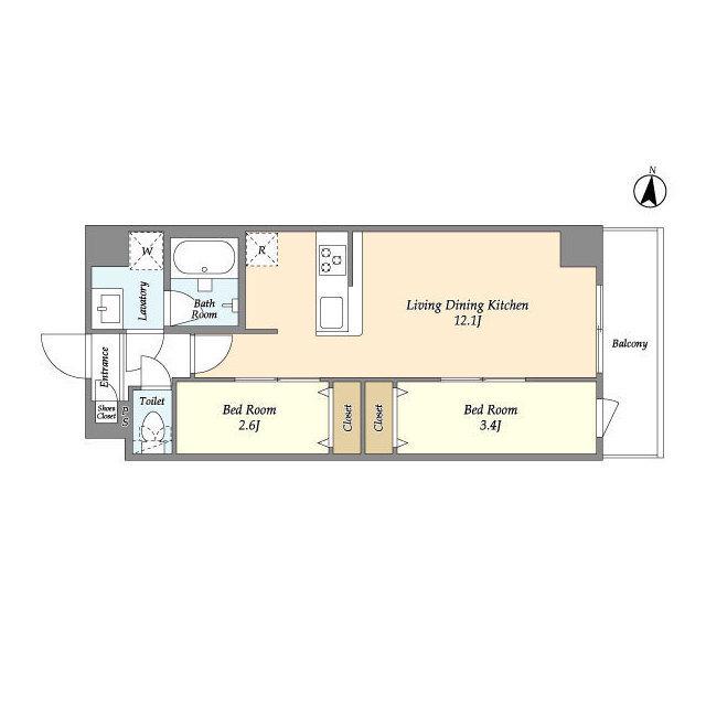 アルファコート梅島(2LDK/5階)の間取り写真