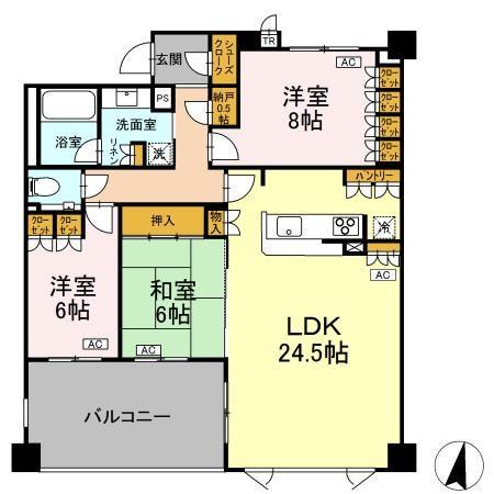 アクアテラブロードスクエア(3LDK/1階)の間取り写真