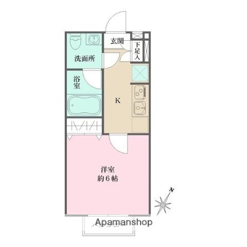 ノース GARDEN(1K/1階)の間取り写真