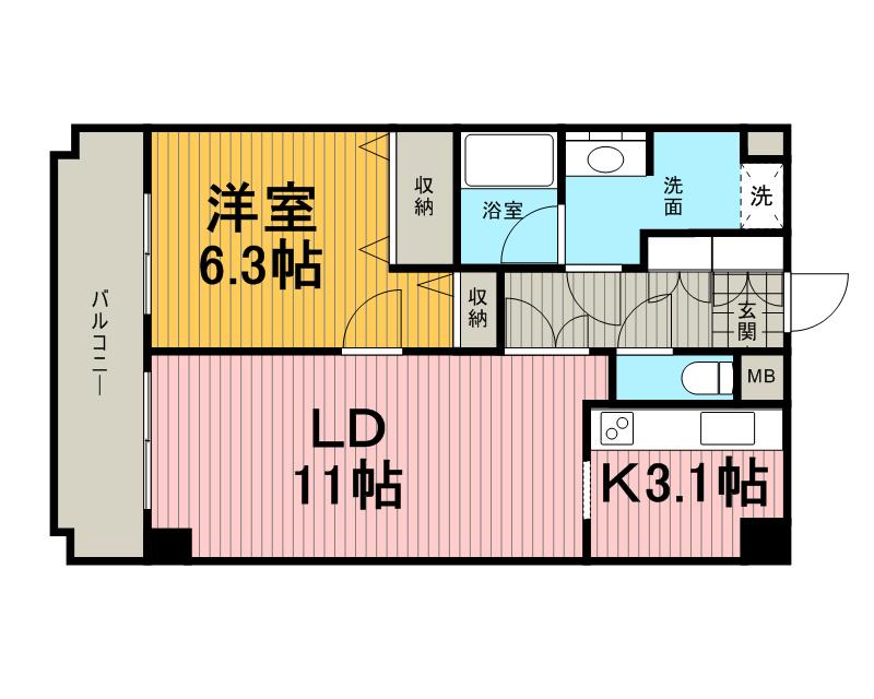 綾東ヴィレッジ弐番館(1LDK/2階)の間取り写真