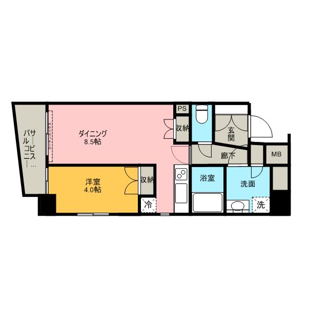 コンフォリア東池袋(1DK/11階)の間取り写真