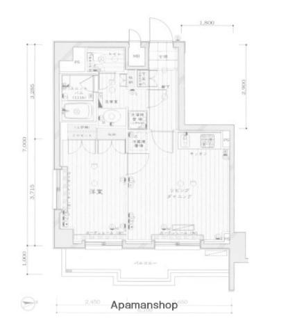 ルーブル飯田橋(1LDK/8階)の間取り写真