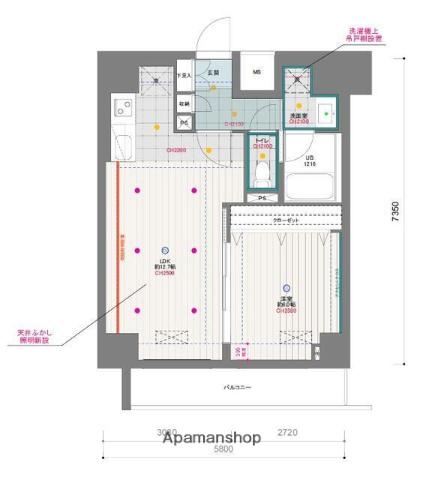 ドゥーエ月島(1LDK/4階)の間取り写真