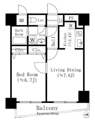 フローレンス森山(1DK/4階)の間取り写真