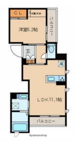 ボヌールヤマキチⅢ(1LDK/2階)の間取り写真