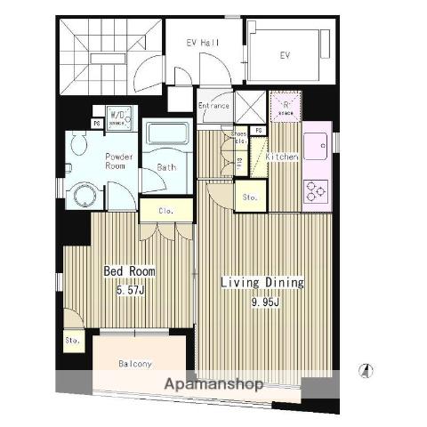 コートラクリア日本橋(1LDK/5階)の間取り写真