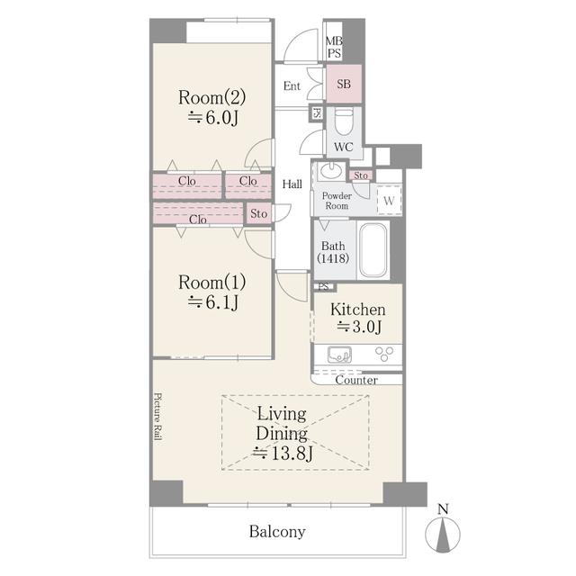 メゾン・シャルム(2LDK/2階)の間取り写真