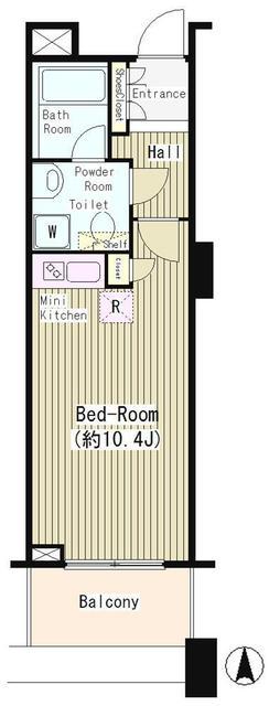 白金タワー(ワンルーム/7階)の間取り写真