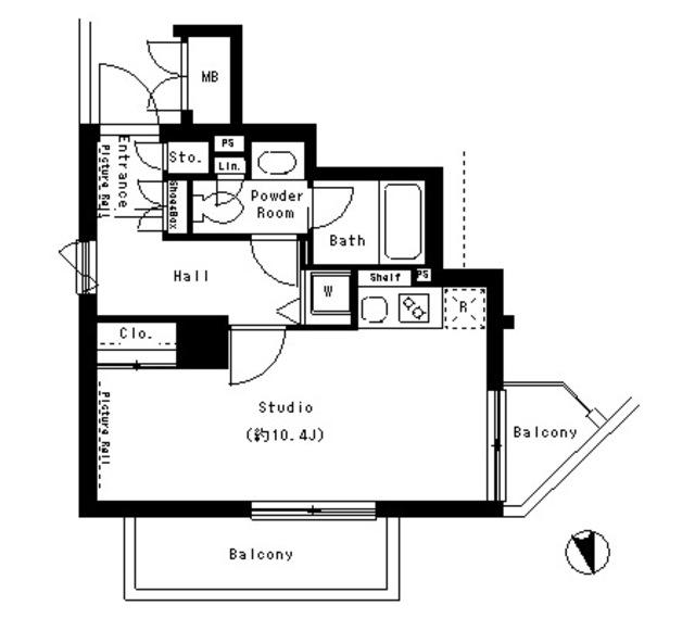 パークアクシス御徒町(ワンルーム/12階)の間取り写真
