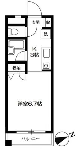 エスティハイツビルⅡ(1K/3階)の間取り写真