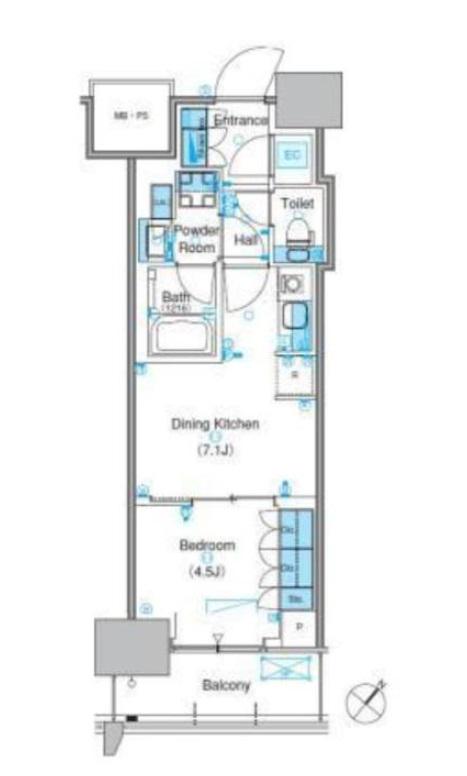 パークアクシス豊洲キャナル(1DK/14階)の間取り写真