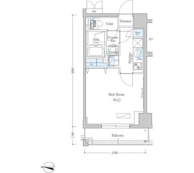 アーバネックス清澄白河Ⅱ ウエスト棟(1K/3階)の間取り写真