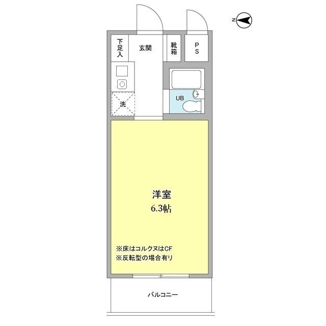 ウッドクレスト砧D棟(ワンルーム/1階)の間取り写真