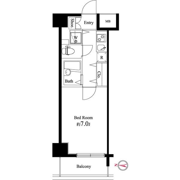 SQUARE潮見(1K/4階)の間取り写真