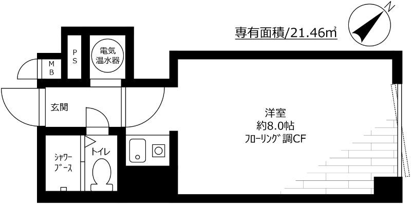 パシフィック乃木坂(ワンルーム/4階)の間取り写真