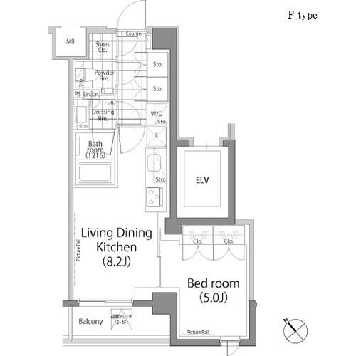パークハビオ中目黒(1LDK/4階)の間取り写真
