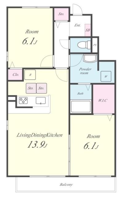 ノーブルコートII(2LDK/1階)の間取り写真
