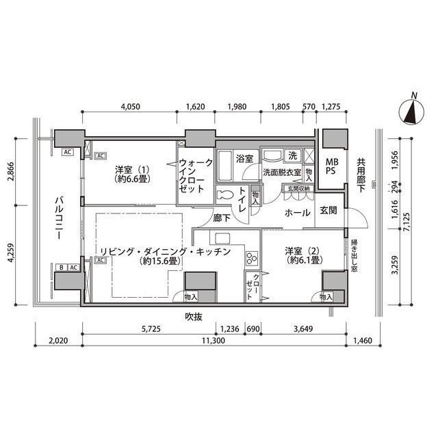 東雲キャナルコートCODAN16号棟(2LDK/13階)の間取り写真