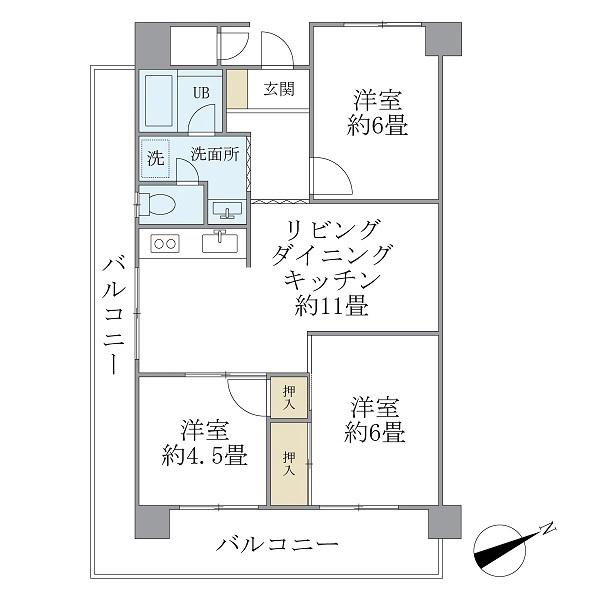 シャルムKカーサ(3LDK/4階)の間取り写真