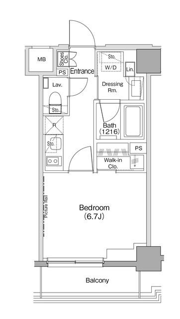 ザ・パークハビオ住吉(1K/1階)の間取り写真