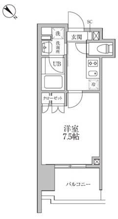 レジディア文京本郷Ⅲ(1K/3階)の間取り写真
