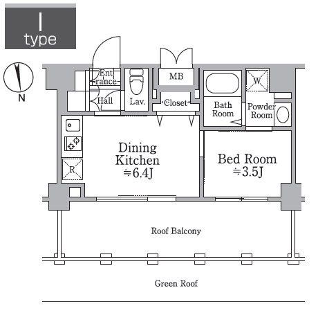 レジディア西小山(1DK/4階)の間取り写真