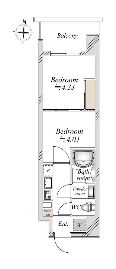 ドゥーエ両国3(2K/2階)の間取り写真