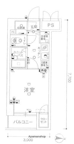 スカイコート日本橋第5(1K/8階)の間取り写真