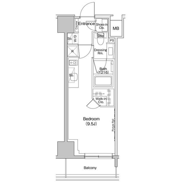 ザ・パークハビオ入谷(ワンルーム/12階)の間取り写真